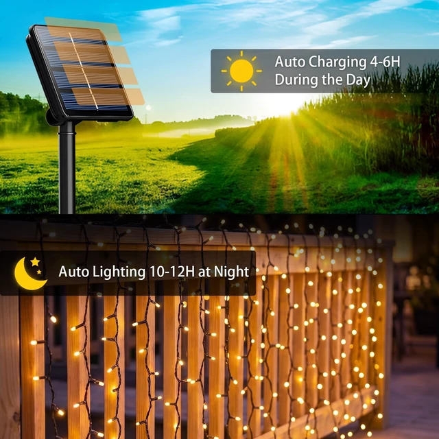 Alt view image 3 of 7 - SyouHome Solar String Lights Outdoor, 6 Pack 600 LED Solar Christmas Lights | 236FT, 8 Modes, Auto ON/OFF, Memory Function, Warm White Waterproof Outdoor Light for Garden, Patio, Xmas, Balcony