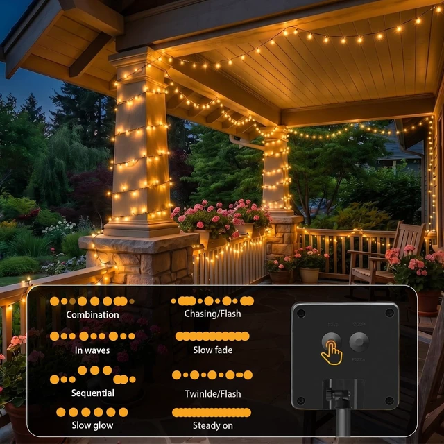 Alt view image 5 of 7 - SyouHome Solar String Lights Outdoor, 6 Pack 600 LED Solar Christmas Lights | 236FT, 8 Modes, Auto ON/OFF, Memory Function, Warm White Waterproof Outdoor Light for Garden, Patio, Xmas, Balcony