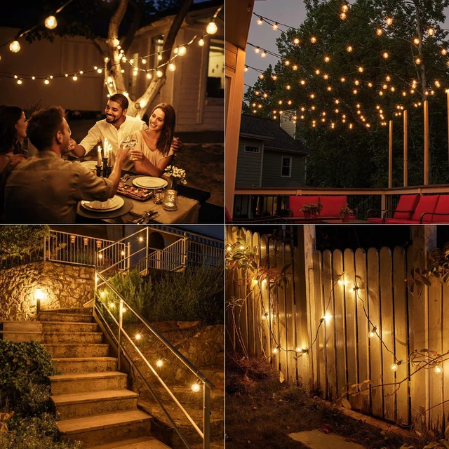 Alt view image 5 of 7 - Outdoor String Lights, 50FT 52 LED Bulbs Connectable Patio Lights (2 Spare) | G40 Outside Vintage Hanging Light for Backyard Bistro Balcony Porch Christmas Party Wedding, E12, 2200K, Black