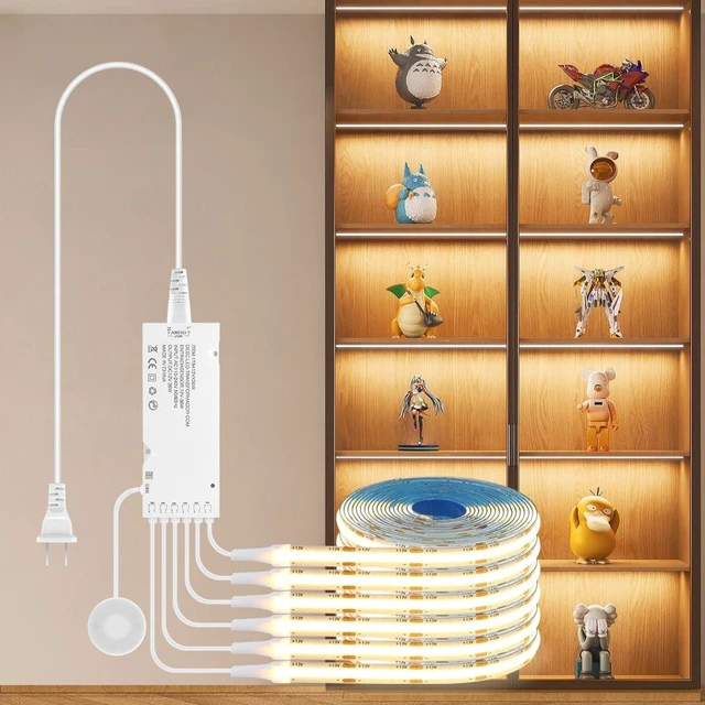 Main image of AIMENGTE Cabinet Light 12V COB LED Strip Lights, 6-in-1 Penetrable Touch Dimming, Suitable for Wine Cabinets, Shoe Racks, Display Cabinets, Wardrobes, Kitchen Cabinets, and Showcase Lighting