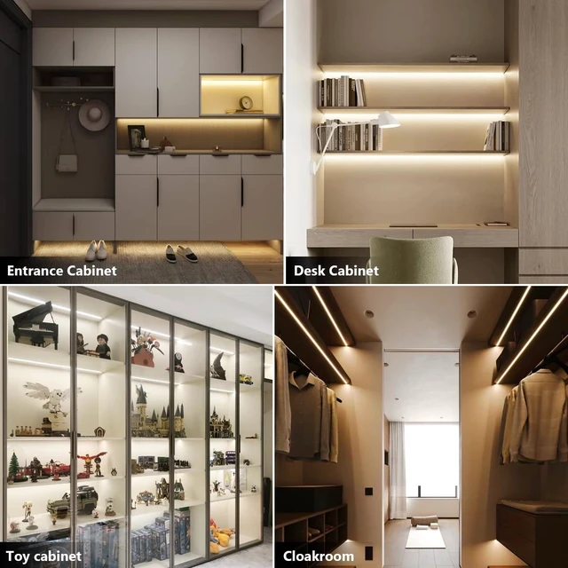 Alt view image 6 of 7 - AIMENGTE Cabinet Light 12V COB LED Strip Lights, 6-in-1 Penetrable Touch Dimming, Suitable for Wine Cabinets, Shoe Racks, Display Cabinets, Wardrobes, Kitchen Cabinets, and Showcase Lighting
