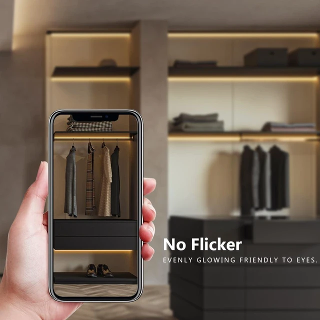 Alt view image 3 of 7 - tlinkosta Cabinet Light COB LED Strip Lights 6-in-1 Dimmable Touch Control | for Display Cabinets, Wardrobes, Kitchen, Wine Cabinets, Showcase & Shelf Lighting (Warm Light, 6.6ft)