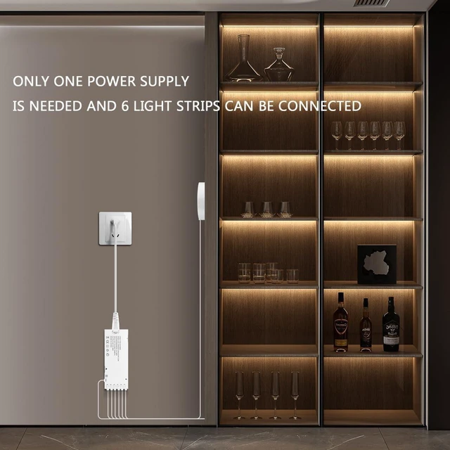 Alt view image 4 of 7 - tlinkosta Cabinet Light COB LED Strip Lights 6-in-1 Dimmable Touch Control | for Display Cabinets, Wardrobes, Kitchen, Wine Cabinets, Showcase & Shelf Lighting (Warm Light, 6.6ft)