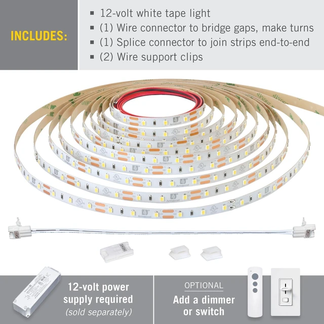 Alt view image 2 of 7 - Armacost Lighting RibbonFlex Pro 12V White LED Strip Lights 60 LED/m, 4000K, 32.8 ft, 152250