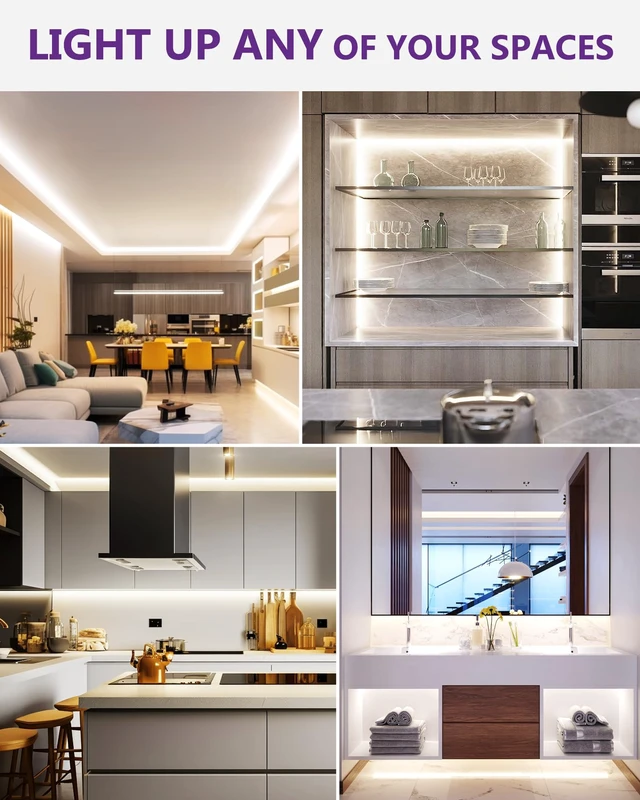 Alt view image 7 of 7 - HitLights LED Strip Lights Neutral White 4000K, Backed 3oz PCB, 24V 26.2FT | UL Listed, 480 LEDs, 404 lm/ft, CRI95+, IP20, Dimmable Tape Lighting for Kitchen, Under Cabinet, Power Source Not Included