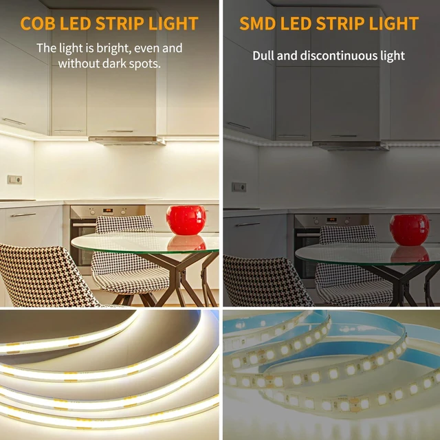 Alt view image 2 of 7 - Yeewhale COB LED Strip Lights 50ft,3000K DC 24V Dimmable Warm White,Flexible LED Rope Lights for Bedroom,with Remote and app Control LED Lights Strip for Living Room, Shelf, Cabinet