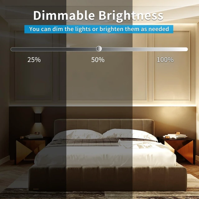 Alt view image 5 of 7 - Yeewhale COB LED Strip Lights 50ft,3000K DC 24V Dimmable Warm White,Flexible LED Rope Lights for Bedroom,with Remote and app Control LED Lights Strip for Living Room, Shelf, Cabinet