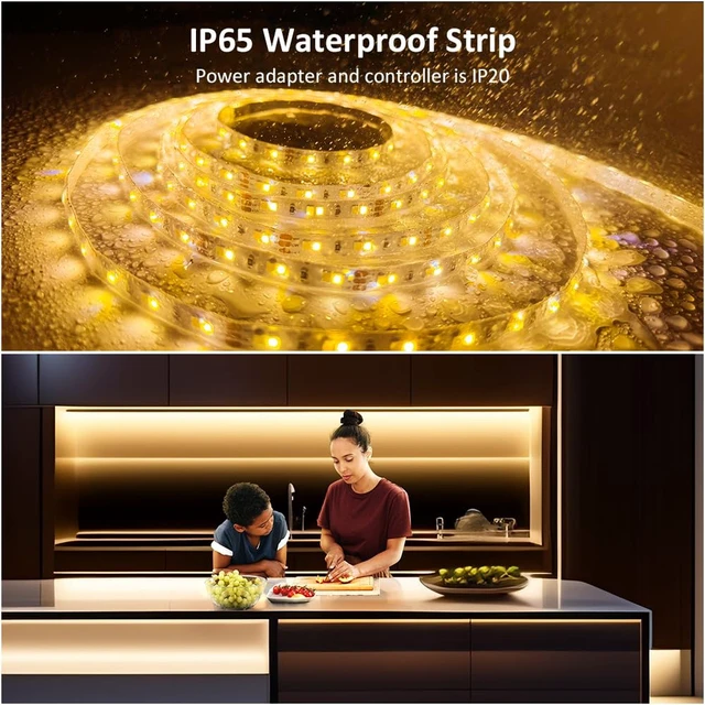 Alt view image 2 of 6 - 20ft Waterproof Tunable White LED Strip Lights Dimmable 3000K-6500K 12V | NOVOSTELLA Daylight Warm White Flexible Tape Light with Remote for Outdoor Indoor Bedroom Home Mirror Kitchen Bar Cabinet