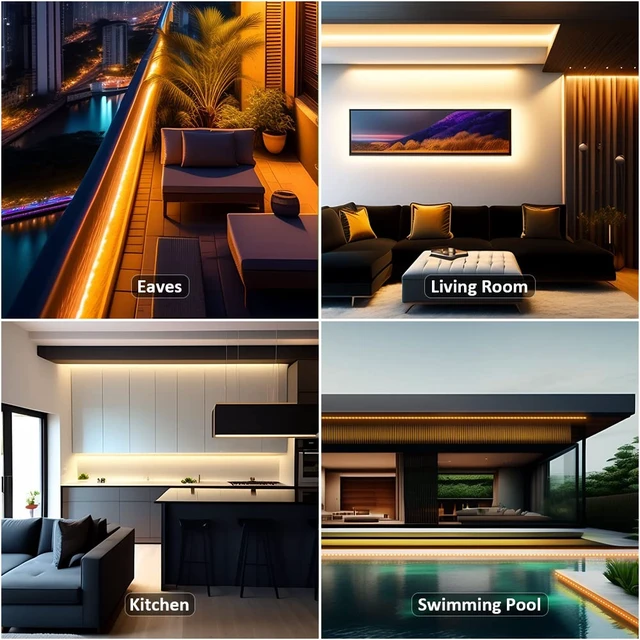 Alt view image 5 of 6 - 20ft Waterproof Tunable White LED Strip Lights Dimmable 3000K-6500K 12V | NOVOSTELLA Daylight Warm White Flexible Tape Light with Remote for Outdoor Indoor Bedroom Home Mirror Kitchen Bar Cabinet