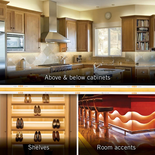 Alt view image 7 of 7 - Armacost Lighting RibbonFlex Pro 24V White COB LED Strip Light Tape 3000K, 315 Lumens/Ft, 5M 172230