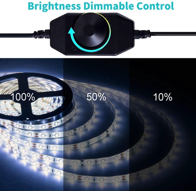 Alt view image 3 of 6 - JUNWEN 50ft White Led Strip Lights, 12V Outdoor Strip Lights Waterproof Flexible Led Light Strip Indoor Plug in Cuttable SMD2835 Dimmable Led Strip Light for Bedroom Cabinet Kitchen TV Hallway