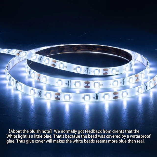 Alt view image 2 of 6 - JUNWEN 50ft White Led Strip Lights, 12V Outdoor Strip Lights Waterproof Flexible Led Light Strip Indoor Plug in Cuttable SMD2835 Dimmable Led Strip Light for Bedroom Cabinet Kitchen TV Hallway