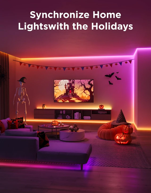 Alt view image 2 of 7 - Govee RGBIC LED Strip Lights 9.8ft with Covers,Smart Control, APP, WiFi | Work with Alexa,Google Assistant,Matter and Smarthings, Diffuser Channel with LED Lights for Bedroom, Skirting Lines, Cabinet