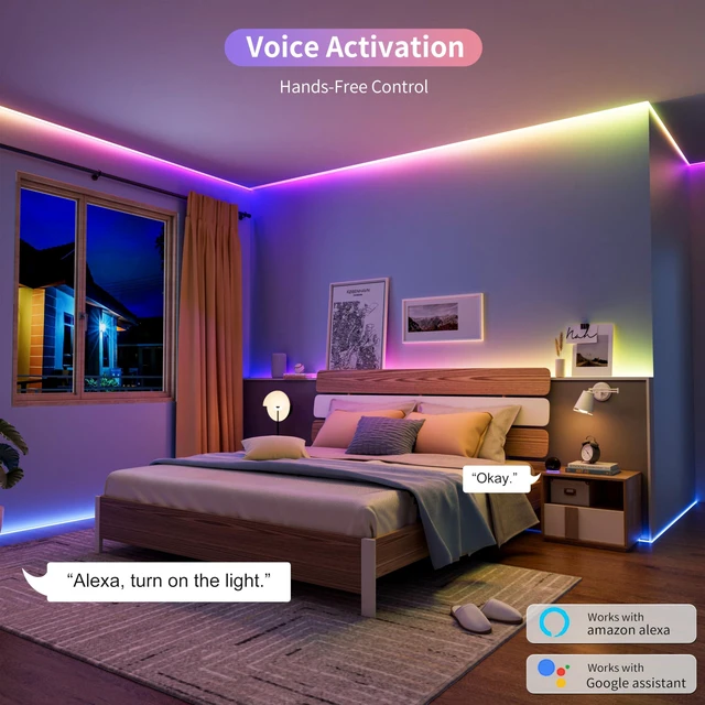 Alt view image 4 of 7 - PAUTIX RGB Smart IC COB LED Strip Lights,Work with Alexa/Google Assistant,20ft/6.1m Addressable UL-Listed 24V Chasing Color Flexible Tape Light Multicolor,for Cabinet,TV,Bedroom,Party DIY Decoration