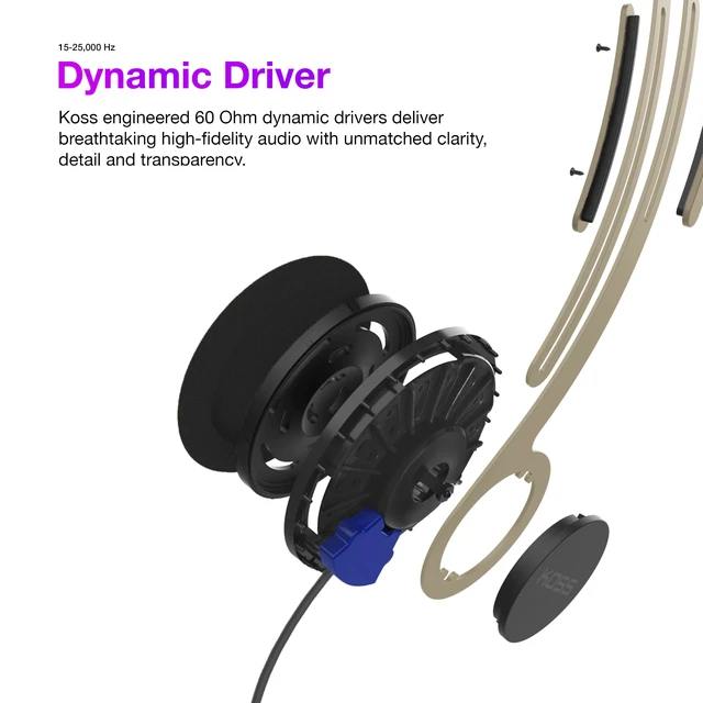 Alt view image 3 of 7 - Koss KPH40 Utility On-Ear Headphones, Rhythm Beige, Interchangeable Cord | Lightweight, Ultra-Wide Frequency Response, Stainless Steel Adjustable Headband