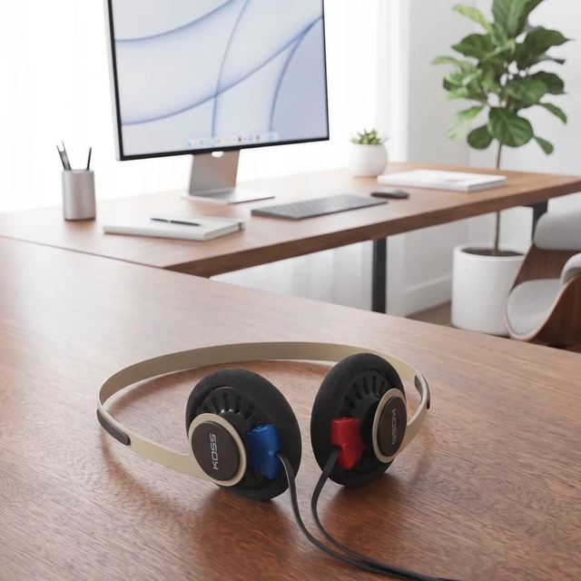 Alt view image 6 of 7 - Koss KPH40 Utility On-Ear Headphones, Rhythm Beige, Interchangeable Cord | Lightweight, Ultra-Wide Frequency Response, Stainless Steel Adjustable Headband