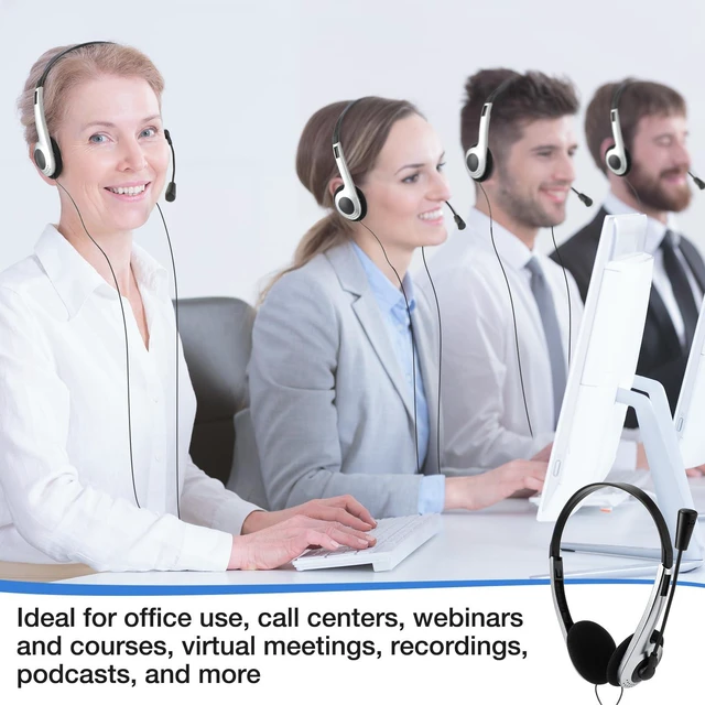 Alt view image 5 of 6 - Yunsailing 30 Pack Classroom Headphones with Mic, Silver, Plastic Stem | School Student Headphones Bulk Class Set Lightweight Adjustable Earphones with Microphone on Ear with 3.5 mm Jack