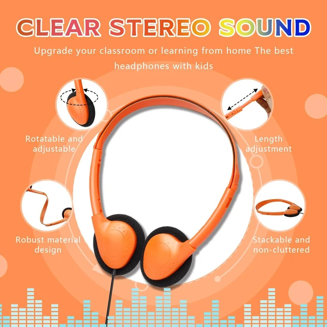 Alt view image 3 of 7 - TJZXGUI Classroom Headphones Bulk 24 Pack for Kids Children On Ear Wired | Earphones for Students School Library Online Learning Travel 3.5mm Jack Multi Color