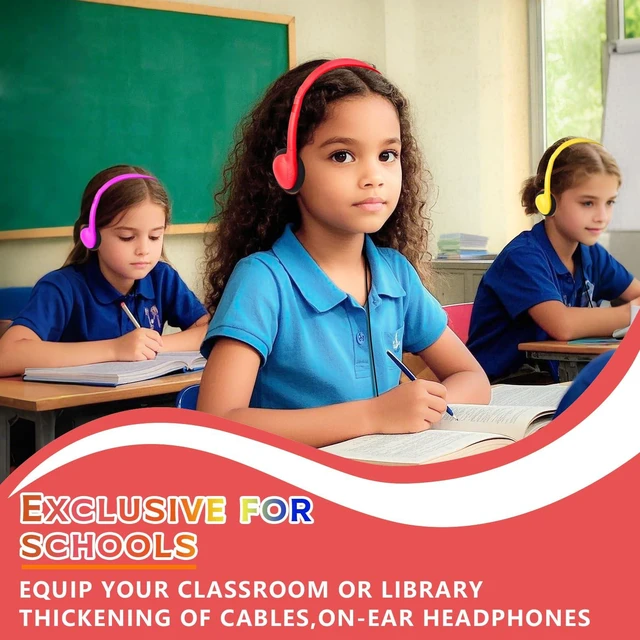 Alt view image 7 of 7 - TJZXGUI Classroom Headphones Bulk 24 Pack for Kids Children On Ear Wired | Earphones for Students School Library Online Learning Travel 3.5mm Jack Multi Color