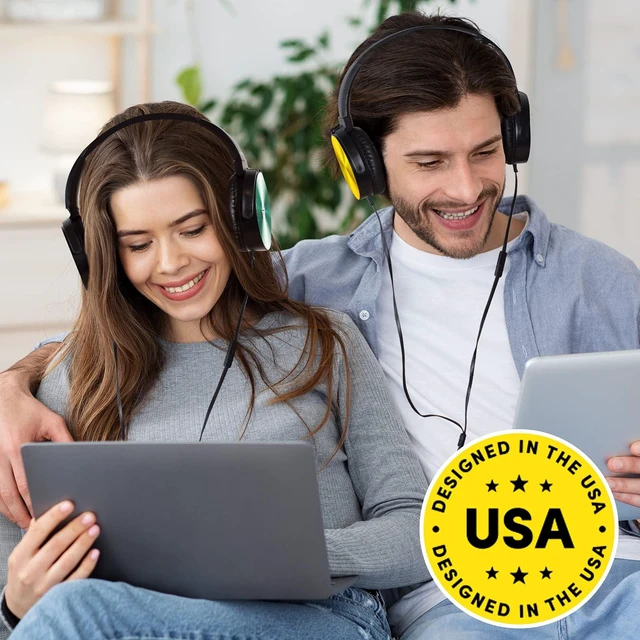 Alt view image 5 of 7 - Classroom Headphones With Microphone Bulk 10-Pack, Student On Ear Comfy Swivel Earphones for Library, School, Airplane, Online Learning and Travel, HQ Stereo Sound 3.5mm Jack (Colored With Microphone)
