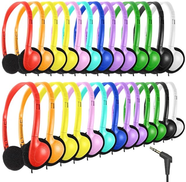 Main image of Gaosen Bulk Class Set Headphones 30 Pack for Classroom Students KidsAdjustable School Earphones On Ear with 3.5mm Jack for Teachers Children Toddler Boys Girls Teens Adult(GS857, Mixed)