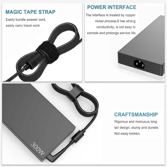 Alt view image 7 of 7 - HHZ 300W Laptop Charger Compatible with Lenovo Legion 7 7i 5i 5Pro | Power Adapter For R7000P R9000P R9000K Y9000K Y9000X Gaming Laptop Power Supply Cord with Yellow Square Tip ADL300SLC3A