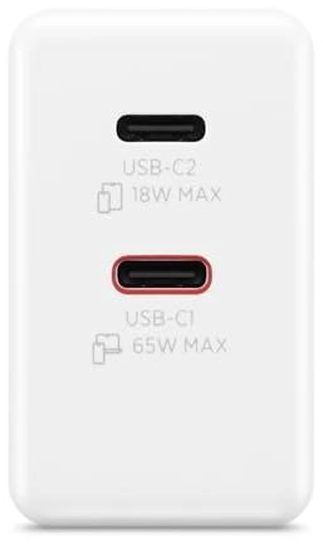 Alt view image 7 of 7 - Lenovo Dual USB-C 65W GaN Charger, 2 USB-C Ports, for Laptops/Tablets & Phones & More, Compact Size, Foldable Plug, Includes 1.5m USB C Cable, Model/Type: CC65, White