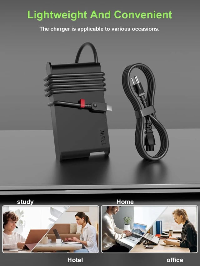 Alt view image 7 of 7 - PowerPortnerLink Slim 135W USB-C Laptop Charger for Lenovo Computer | ThinkPad Z16 T16 P16 P16s E16, Yoga Slim/Pro 7 9, ThinkBook 16 14p 14 15, IdeaPad Slim Pro 5 7 9 Power Cord