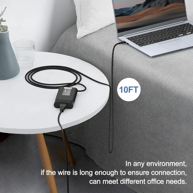 Alt view image 6 of 7 - 100W USB C Laptop Charger for HP Pavilion Plus 14 14-ew1010nr Spectre Fold 17 x360 16-aa0047nr ZBook Firefly 14 16 G11 Envy 17-cw1087nr TPN-LA31 N57041-001 Tyce-C Charger Power Adapter