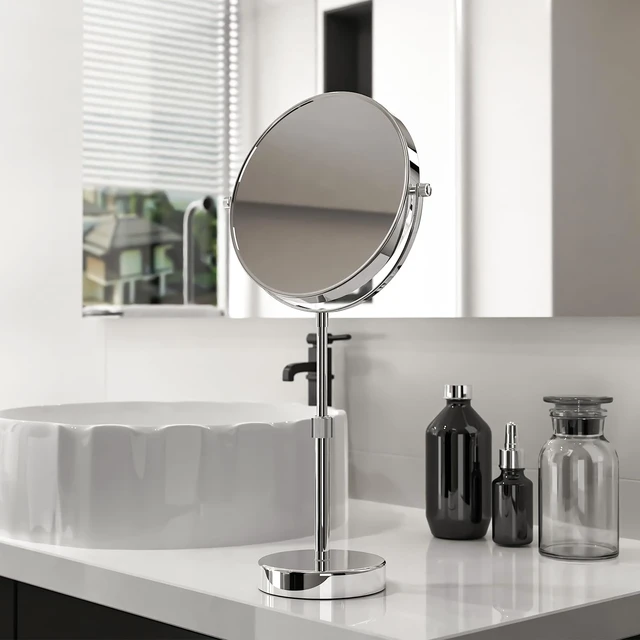 Alt view image 2 of 7 - Nicesail Adjustable Tabletop Makeup Mirror Magnified Vanity Chrome 7X | 15in-19in Height Adjustable Double Sided Mirror for Women Wife Mom Teengirls Gifts