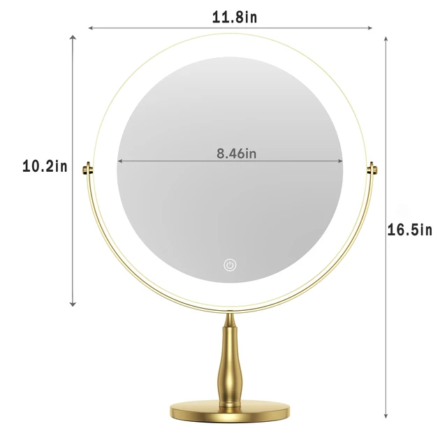 Alt view image 5 of 7 - DEXHOM 11.8" Magnifying Vanity Mirror with Light, 10X/1X Makeup Mirror | tabletop vanity mirror with 3 color lighting, 360° rotation,Adjustable Brightness, 3000mAh, Double-Sided 10X/1X magnifiers