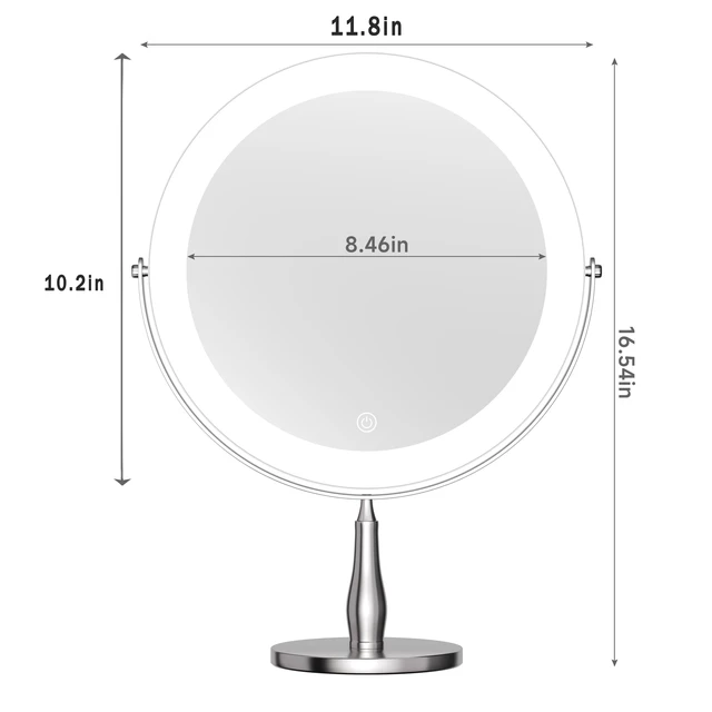 Alt view image 5 of 7 - DEXHOM 11.8" Magnifying Vanity Mirror with Light, 10X/1X 2-Sided Mirror | Adjustable Brightness, Color Changing, 3000mAh, Double-Sided, Gift for Mom, Women, Wife, Girls, Dorm Room Essential