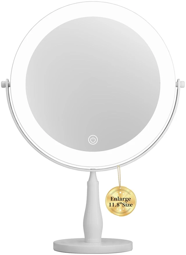 Main image of 11.8" Makeup Mirror, Rechargeable Vanity Mirror with 3 Lights, 1X/10X | Adjustable Brightness, 3000mAh, Double-Sided, Gift for Mom, Women, Wife, Girls, Dorm Room Essential