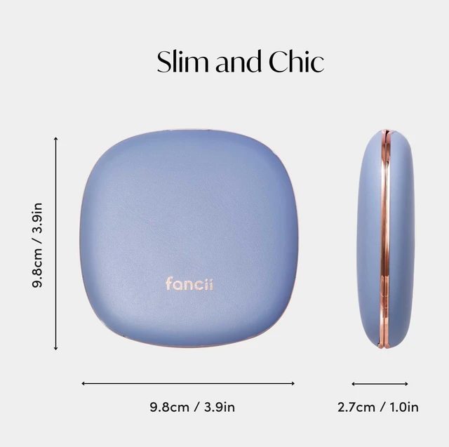 Alt view image 7 of 7 - Fancii Mila 2 LED Lighted Compact Makeup Mirror, Rechargeable, 10x /1x Magnifying, Tru-Glow Light System, Vegan Leather, Small Travel Mirror for Purses (Harbor Blue)