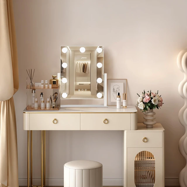 Alt view image 2 of 7 - Ratsamee Rechargeable Vanity Mirror, 8000mAh 12"×14" Makeup Mirror | 8000mAh Rechargeable , Memory Function, Cordless Design,3 Color Modes & Dimming, Adjustable Angle, Magnifying Glass, Gift