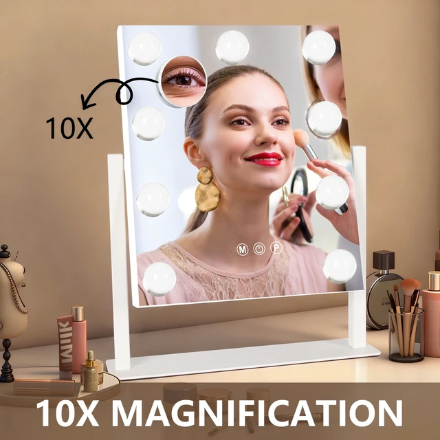 Alt view image 6 of 7 - Ratsamee Rechargeable Vanity Mirror, 8000mAh 12"×14" Makeup Mirror | 8000mAh Rechargeable , Memory Function, Cordless Design,3 Color Modes & Dimming, Adjustable Angle, Magnifying Glass, Gift