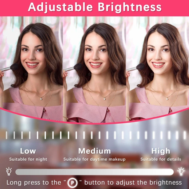 Alt view image 3 of 7 - ROLOVE 22x17 Inch Lighted Vanity Mirror with Dimmable LED Lights - 3 Color Modes, Smart Touch Control & 360° Rotating Base - Desk Makeup Mirror (Black)