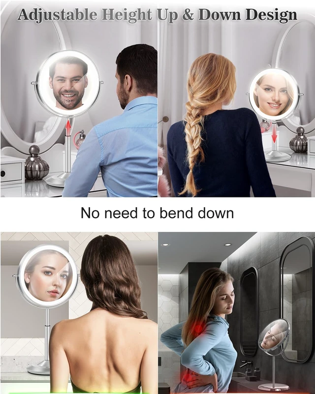 Alt view image 5 of 7 - 8" Lighted Makeup Mirror with Light,30X Magnifying Height Adjustable Mirror | 3000mAh Rechargeable Battery Vanity Mirrors with 3 LED Lighting Dimmable for Desk Dresser Office Women Gift