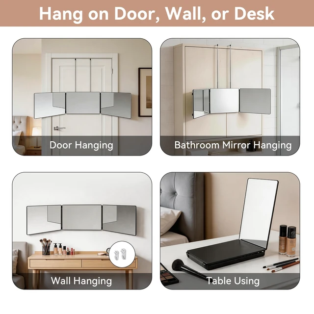 Alt view image 6 of 7 - 3 Way Mirror for Self Hair Cutting-360° Barber Self Cut Trifold Mirror