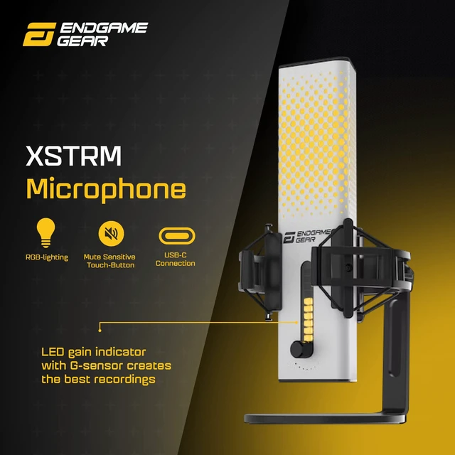 Alt view image 3 of 7 - ENDGAME GEAR XSTRM USB RGB Microphone for PC Gaming, Cardioid Gaming Mic, White