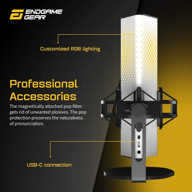 Alt view image 6 of 7 - ENDGAME GEAR XSTRM USB RGB Microphone for PC Gaming, Cardioid Gaming Mic, White