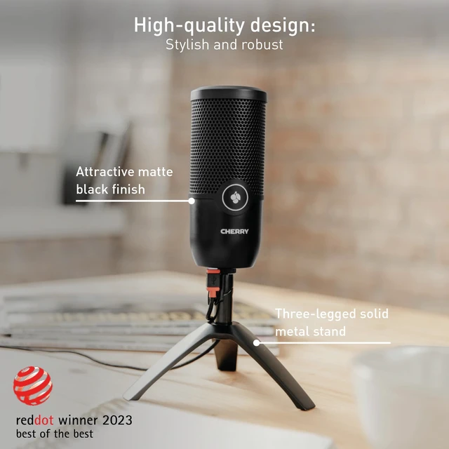 Alt view image 4 of 6 - Cherry UM 3.0, USB Microphone for Podcasting, Streaming and Home Office Use, Cardioid Polar Pattern, Headphone Jack, Compatible with PC/Mac/PS4/PS5, Black