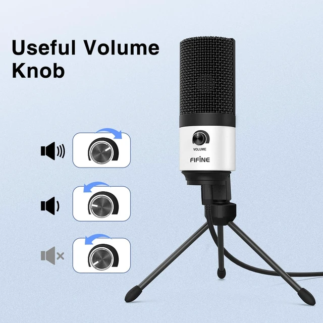 Alt view image 4 of 7 - FIFINE K669 White USB Desktop Microphone for Recording, Online Meeting | Podcast Condenser Mic for Computer, Volume Knob, Metal Tripod Stand, Voice-Over, Vocals, Home Studio, YouTube