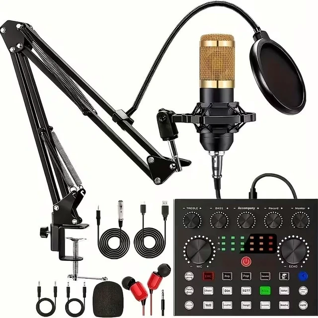 Main image of F998 Podcast Equipment Bundle, Audio Mixer with BM800 Microphone | Podcast Equipment with Sound Card, Recording Studio Equipment for Podcasting Singing Gaming Live Streaming YouTube Tiktok