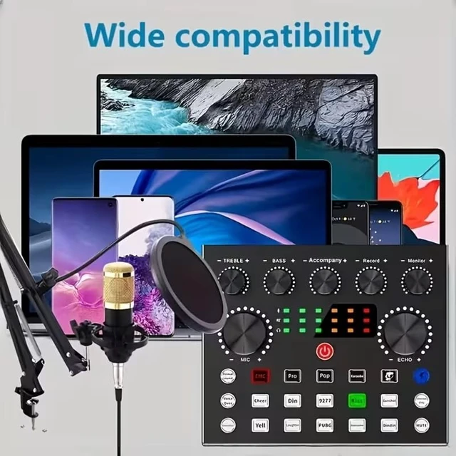Alt view image 7 of 7 - F998 Podcast Equipment Bundle, Audio Mixer with BM800 Microphone | Podcast Equipment with Sound Card, Recording Studio Equipment for Podcasting Singing Gaming Live Streaming YouTube Tiktok
