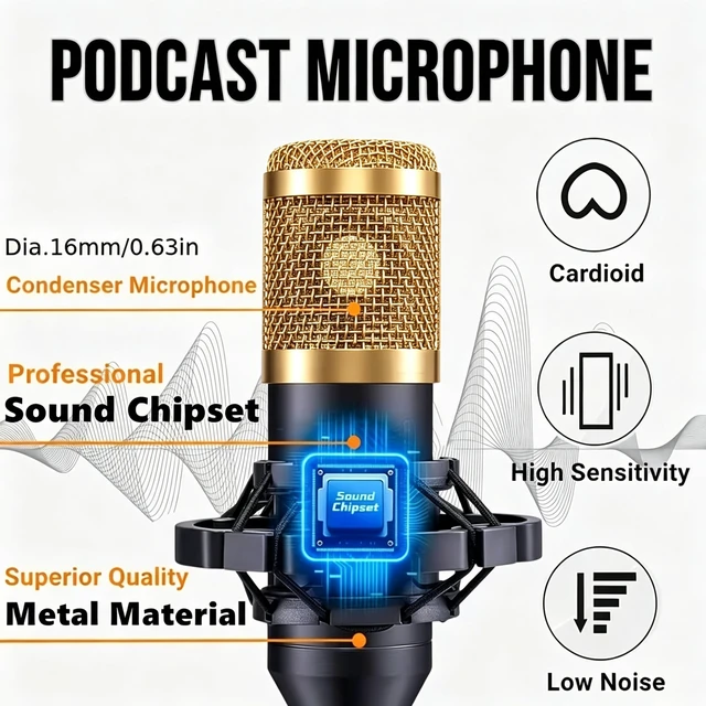 Alt view image 5 of 7 - F998 Podcast Equipment Bundle, Audio Mixer with BM800 Microphone | Podcast Equipment with Sound Card, Recording Studio Equipment for Podcasting Singing Gaming Live Streaming YouTube Tiktok