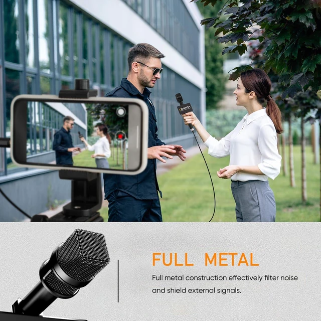 Alt view image 5 of 7 - COMICA HRM-S Handheld Interview Microphone for Smartphone, 3.5mm TRRS Cardioid Condenser Reporter Mic for Video Recording, Interview, Speech, Vocal