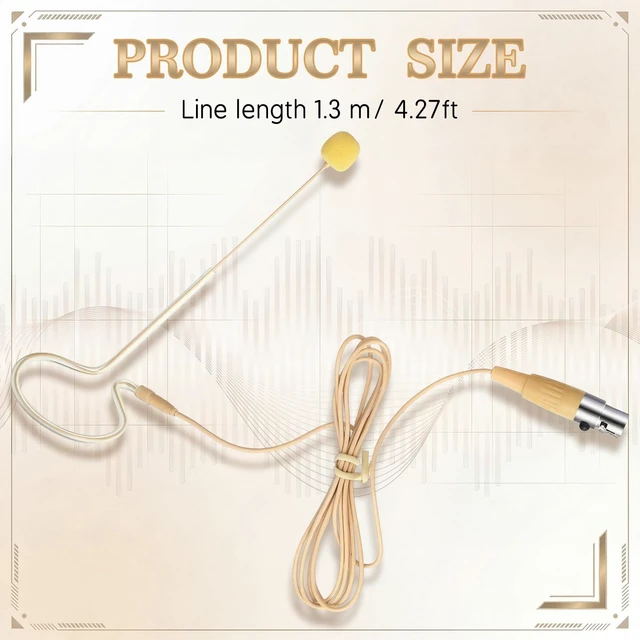 Alt view image 2 of 7 - TOODOO 4 Pcs Headset Mic Compatible with Shure Mini XLR 3 Pin Ta4f Plug | Over-ear Design with Cable Wire and Windscreens, In-ear Back Electric Mic for Stage, Broadcast, Podcast Recording