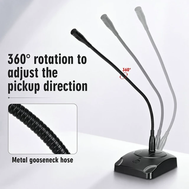 Alt view image 2 of 6 - Tellegloww 3 Pcs Gooseneck Wired Microphone with Base | Desktop 3pin Xlr Condenser Microphone with 9.8 ft Adapter Cable Conference Room Recording Studio Podium Live Broadcast Blog
