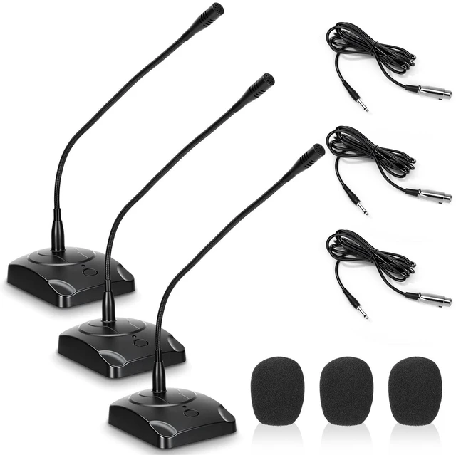 Main image of Tellegloww 3 Pcs Gooseneck Wired Microphone with Base | Desktop 3pin Xlr Condenser Microphone with 9.8 ft Adapter Cable Conference Room Recording Studio Podium Live Broadcast Blog